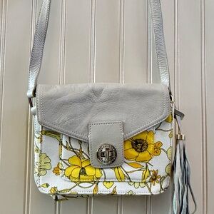 Isaac Mizrahi Gray and Yellow Floral Shoulder Bag